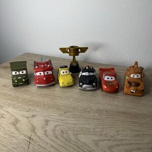 Disney Pixar Cars Vinyl Toys Lot of 7 - Piston Cup Lightning McQueen Mater Luigi